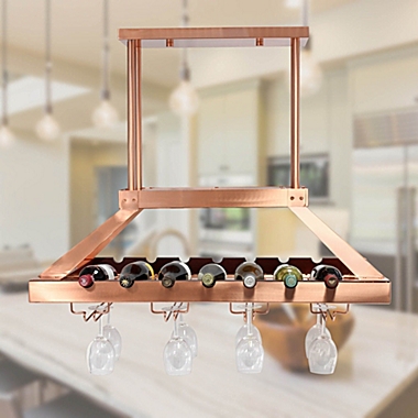 Elegant Designs 2 Light LED Overhead Wine Rack, Copper. View a larger version of this product image.