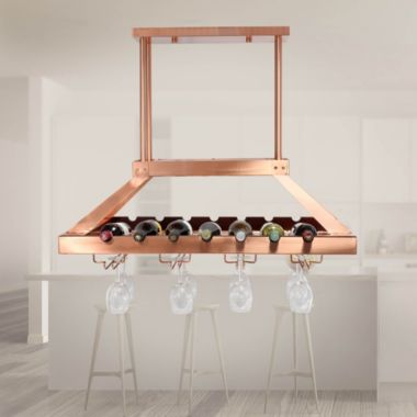 Elegant Designs 2 Light LED Overhead Wine Rack, Copper. View a larger version of this product image.