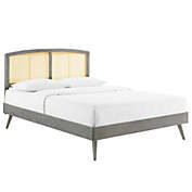 Modway Sierra Cane and Wood Full Platform Bed With Splayed Legs
