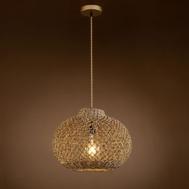 ELE Light & Decor Arya 1-Light Brown Pendant Design Pendant Light with Rattan Shade. View a larger version of this product image.