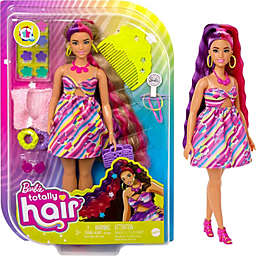 Barbie Totally Hair Flower-Themed 8.5 Inch Curvy Doll & Color Change Accessories