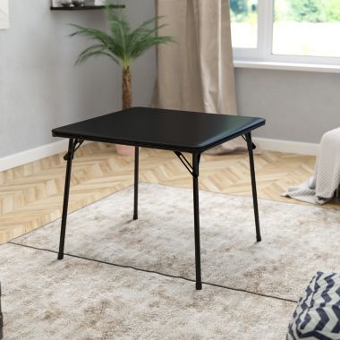 Flash Furniture Madelyn Black Folding Card Table - Lightweight Portable Folding Table with Collapsible Legs. View a larger version of this product image.