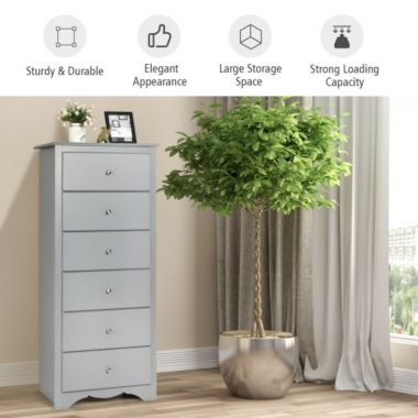 Slickblue 6 Drawers Chest Dresser Clothes Storage Bedroom Furniture Cabinet-Gray. View a larger version of this product image.
