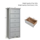 Alternate image 2 for Slickblue 6 Drawers Chest Dresser Clothes Storage Bedroom Furniture Cabinet-Gray