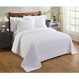 Queen Jullian Collection 100% Cotton Tufted Unique Luxurious Bold Stripes Design Bedspread White - Better Trends