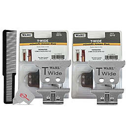 Wahl Two Pack  Detailer T Wide Adjustable Trimmer Blade Set #2215 with Styling Flat Top Comb