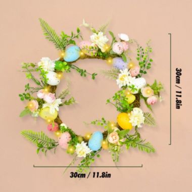 Department Store DIY Rattan Wreath - Glowing Flowers and Eggs - Happy Easter Party Decoration For Home Party Supplies - With Lights. View a larger version of this product image.