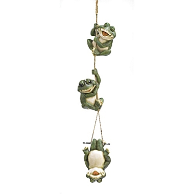 Zingz & Thingz 8.75" Green and White Frolicking Frogs Hanging Decor. View a larger version of this product image.