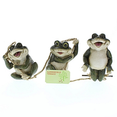 Zingz & Thingz 8.75" Green and White Frolicking Frogs Hanging Decor. View a larger version of this product image.