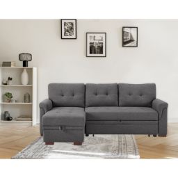 Contemporary Home Living 2-Piece Charcoal Gray Solid Reversible Sleeper Sectional Sofa 84