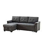 Alternate image 3 for Contemporary Home Living 2-Piece Charcoal Gray Solid Reversible Sleeper Sectional Sofa 84"