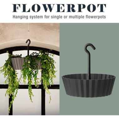 Tree Nest (#122637) Sunny Hanging Lace Pattern Planter Round, Anthracite - 10&reg;. View a larger version of this product image.