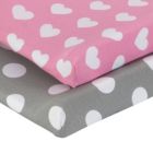 Alternate image 3 for Everyday Kids 2 Pack Cotton Jersey Knit Changing Pad Cover - Hearts/Dots
