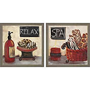 Great Art Now Red Jungle Spa by Hakimipour - Ritter 14-Inch x 14-Inch Framed Wall Art (Set of 2)