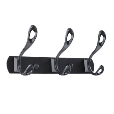 Pack of 4 Black Powder Coated Richmond Iron Coat and Hat Wall Hooks 