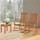 Alternate image 2 for Gymax 3 PCS Eucalyptus Rocking Chair Set W/ Coffee Table 2 Wood Conversation Chairs