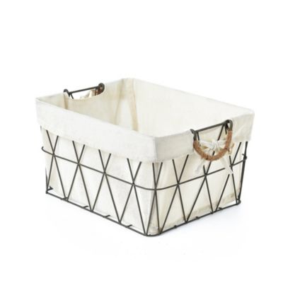Home Outfitters S/3 Lined Tapered Rect Bins W/ Fold Down Binded Jute Handles, Gun Metal