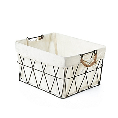 Home Outfitters S/3 Lined Tapered Rect Bins W/ Fold Down Binded Jute Handles, Gun Metal. View a larger version of this product image.