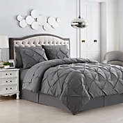 Sweet Home Collection 8 Piece Comforter Set Bag with Unique Design, Bed Sheets, 2 Pillowcases & 2 Shams & Bed Skirt All Season, King, Pintuck Gray