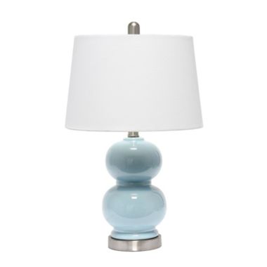 Elegant Designs Indoor Modern Home Decor 13"L x 13"W x 21.25"H Double Gourd Ceramic Table / Desk Lamp - Light Blue. View a larger version of this product image.