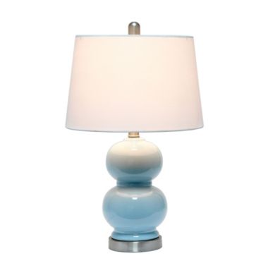 Elegant Designs Indoor Modern Home Decor 13"L x 13"W x 21.25"H Double Gourd Ceramic Table / Desk Lamp -  Light Blue. View a larger version of this product image.
