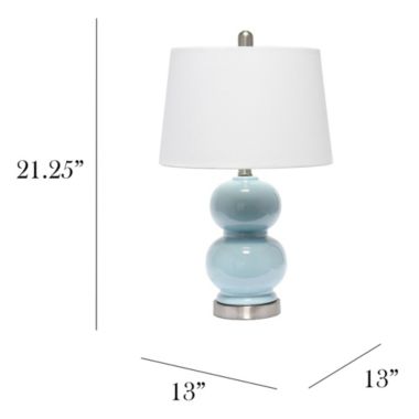 Elegant Designs Indoor Modern Home Decor 13"L x 13"W x 21.25"H Double Gourd Ceramic Table / Desk Lamp -  Light Blue. View a larger version of this product image.
