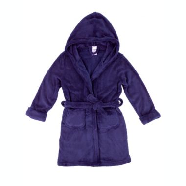 Leveret Kids Fleece Hooded Robe Classic Solid Color. View a larger version of this product image.