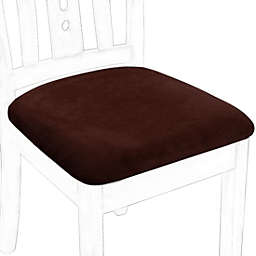 PiccoCasa Chair Seat Covers for Dining Room Set of 4, Velvet Washable Fitted Removable Parsons Chair Chair Seat Covers Kitchen Square Chair Seat Slipcovers, Coffee