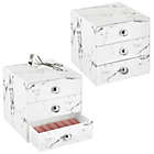 Alternate image 1 for mDesign Plastic Makeup Storage Organizer Cube, 3 Drawers, 2 Pack - Marble