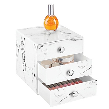 mDesign Plastic Makeup Storage Organizer Cube, 3 Drawers, 2 Pack - Marble. View a larger version of this product image.