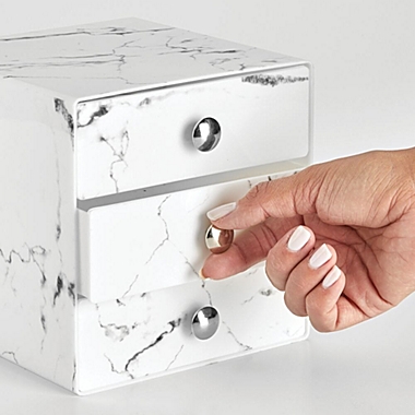 mDesign Plastic Makeup Storage Organizer Cube, 3 Drawers, 2 Pack - Marble. View a larger version of this product image.