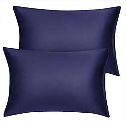 PiccoCasa Satin Pillowcase Zippered Silky Sateen Pillow Covers Queen(20