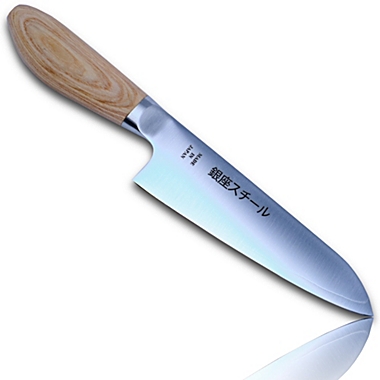 Made in Japan   MATSUE 165 by Ginza Steel - MV Stainless Steel Santoku Knife 165mm/Natural Wood Handle. View a larger version of this product image.