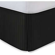 Black Bed Skirt Queen Bedskirt 18" inch Drop, Tailored Pleated Striped Dust Ruffle with Split Corner and Platform