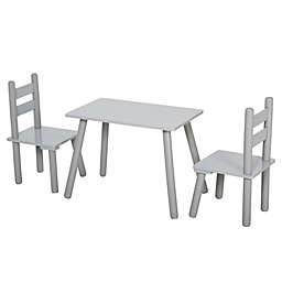 Qaba Kids Wooden Table and Chair Set for Arts Drafts Dinning Reading Gift for Boys Girls Toddlers Age 2 to 5, Grey
