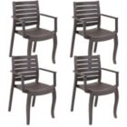 Alternate image 0 for Sunnydaze Polypropylene Stackable Illias Outdoor Patio Arm Chair, Brown, 4pk