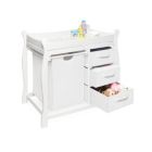 Alternate image 1 for Badger Basket Co. White Sleigh Style Changing Table with Hamper/3 Baskets