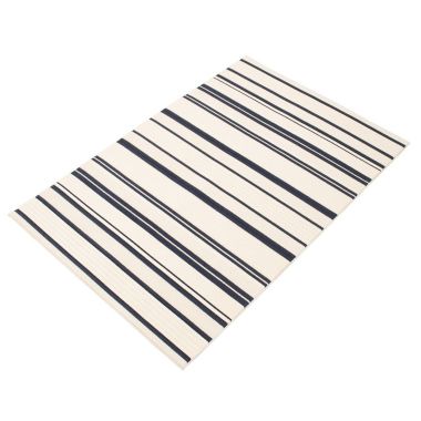 Chaudhary Living 6.5' x 9.5' Blue and Off White Striped Rectangular Outdoor Area Throw Rug. View a larger version of this product image.