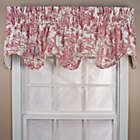 Alternate image 1 for Ellis Curtain Victoria Park Toile High Quality Room Darkening Solid Color Lined Scallop Window Valance - 70 x15" Red