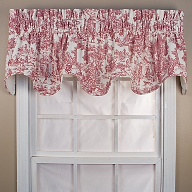 Ellis Curtain Victoria Park Toile High Quality Room Darkening Solid Color Lined Scallop Window Valance - 70 x15" Red. View a larger version of this product image.