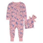 Sleep On It Infant Girls Beautiful Butterflies Zip-Front Coverall Pajama with Blankey Buddy