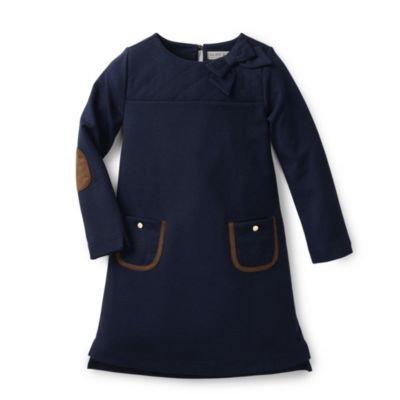 Hope & Henry Girls&#39; Quilted Ponte Riding Dress (Navy, 3)