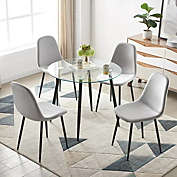 Surmoby Round Kitchen Dining Table in Black with 4 Pcs Chairs