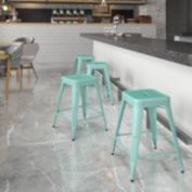 Flash Furniture Kai Commercial Grade 24" High Backless Mint Green Indoor-Outdoor Counter Height Stool