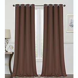 GoodGram 2 Pack  Hotel Thermal Grommet 100% Blackout Curtains - 52 in. W x 63 in. L, Monterey Brown