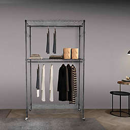 Infinity Merch Garment Rack Hanger w/Hooks 2 Tiers Black