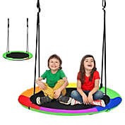 Slickblue 40 Inch Flying Saucer Tree Swing with 2 Hanging Straps for Kids-Green