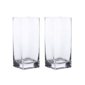 WHOLE HOUSEWARES Mini Clear Glass Tall Square Block Vase Set Of 6