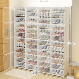 Kitcheniva 12-Tier Shoe Rack Organizer Stackable Closet 96 Pairs Shoe Box Storage Cabinet