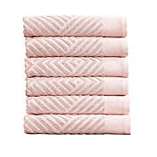 NY Loft Barely Pink 6 Pack Hand Towels, 100% Cotton Soft Luxury Towel,  Textured  Hand Towels 16 x 28, Brooklyn Collection